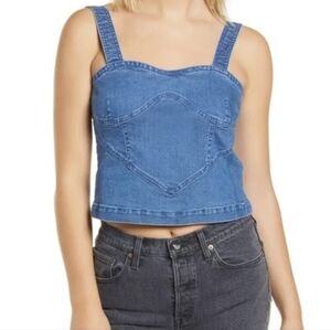 NWT Denim Blue Sandy Cutline Crop Top